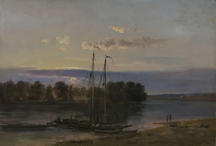 Framed Print : The Elbe at Sunset, 1821. Creator: Johan Christian Dahl Framed Print : The Elbe at Sunset, 1821. Creator: Johan Christian Dahl