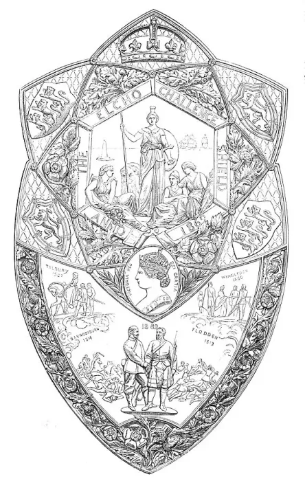 Framed Print : The Elcho Challenge Shield to be shot for by...rifle volunteers at the Wimbledon Meeting, 1865. Creator: Unknown Framed Print : The Elcho Challenge Shield to be shot for by...rifle volunteers at the Wimbledon Meeting, 1865. Creator: Unknown