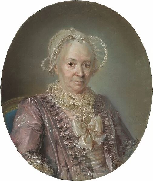 An Elderly Lady in a Mauve Silk Dress, 1767. Creator: Claude Bornet