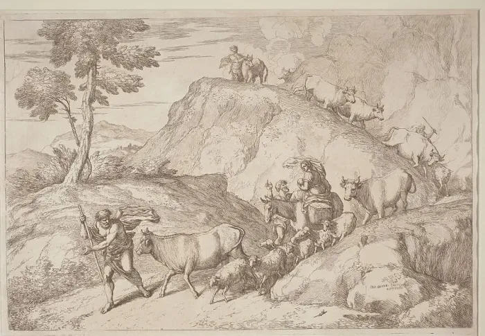 Framed Print : An Elderly Shepherd Leading the Flock, 1758 / 1759. Creator: Gaetano Gherardo Zompini Framed Print : An Elderly Shepherd Leading the Flock, 1758 / 1759. Creator: Gaetano Gherardo Zompini