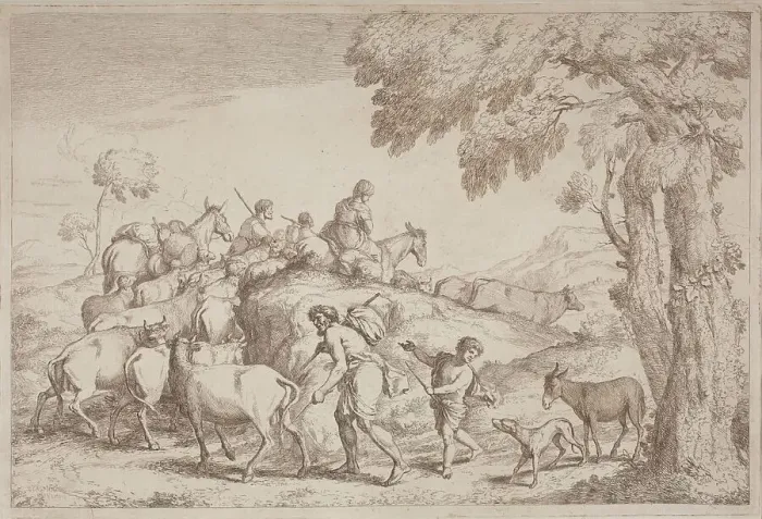 Framed Print : An Elderly Shepherd Seen from Behind, 1758 / 1759. Creator: Gaetano Gherardo Zompini Framed Print : An Elderly Shepherd Seen from Behind, 1758 / 1759. Creator: Gaetano Gherardo Zompini