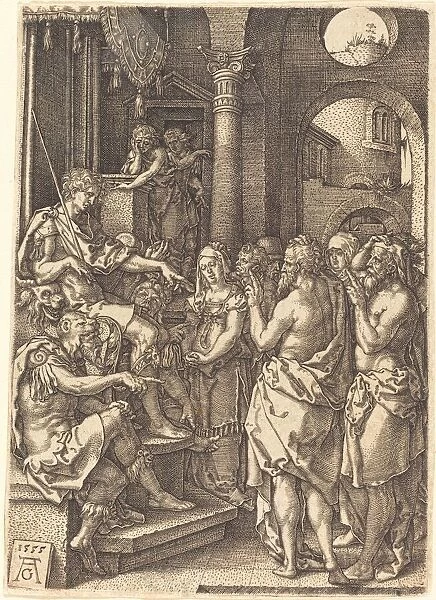 The Two Elders Before the Judge, 1555. Creator: Heinrich Aldegrever
