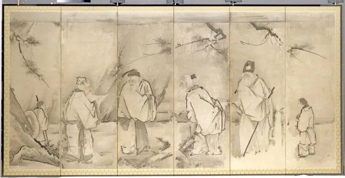 Framed Print : Four Elders of Mt. Shang, 1600s. Creator: Kano Tan?y? (Japanese, 1602-1674) Framed Print : Four Elders of Mt. Shang, 1600s. Creator: Kano Tan?y? (Japanese, 1602-1674)
