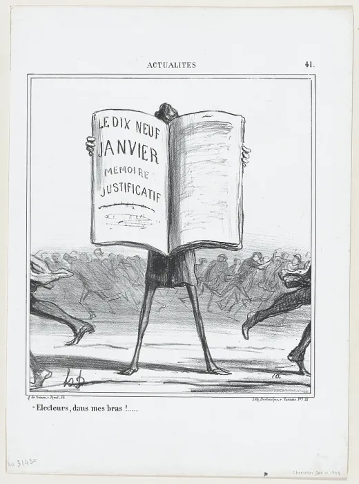 Framed Print : Electeurs, dans mes bras!... 1869. Creator: Honore Daumier Framed Print : Electeurs, dans mes bras!... 1869. Creator: Honore Daumier