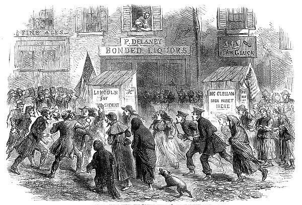 Election Day in New York: a polling-place among the 'Lower Twenty', 1864. Creator: Unknown. Election Day in New York: a polling-place among the 'Lower Twenty', 1864. Creator: Unknown
