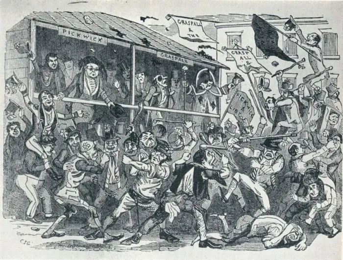 Framed Print : The Election at Eatanswill, (c1836), 1925 Framed Print : The Election at Eatanswill, (c1836), 1925