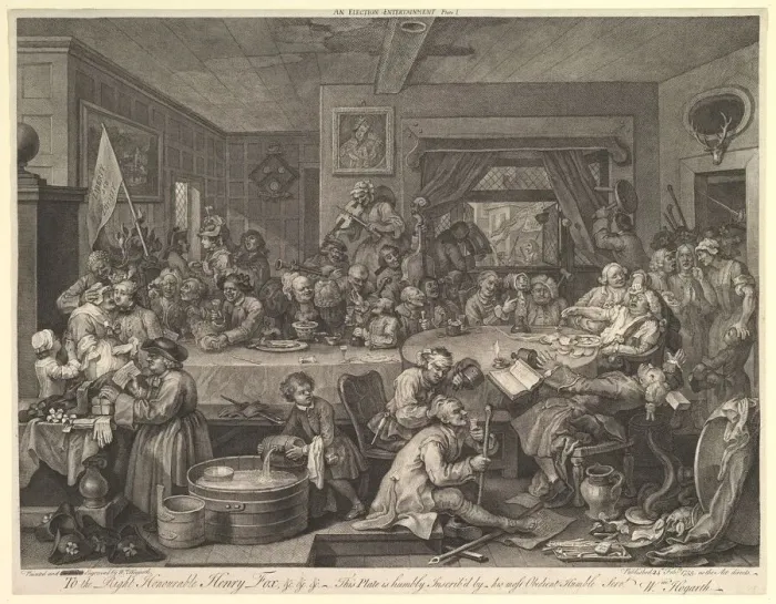 Framed Print : An Election Entertainment, Plate I: Four Prints of an Election, February 1755 Framed Print : An Election Entertainment, Plate I: Four Prints of an Election, February 1755