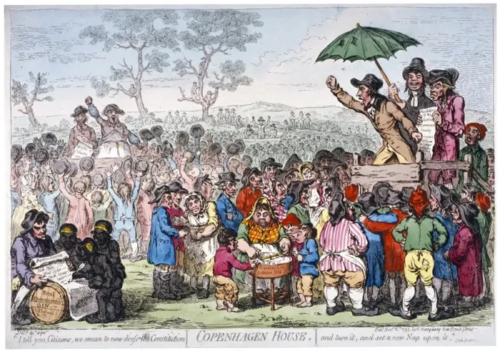 Framed Print : Election fair, Copenhagen Fields, London, 1795. Artist: James Gillray Framed Print : Election fair, Copenhagen Fields, London, 1795. Artist: James Gillray