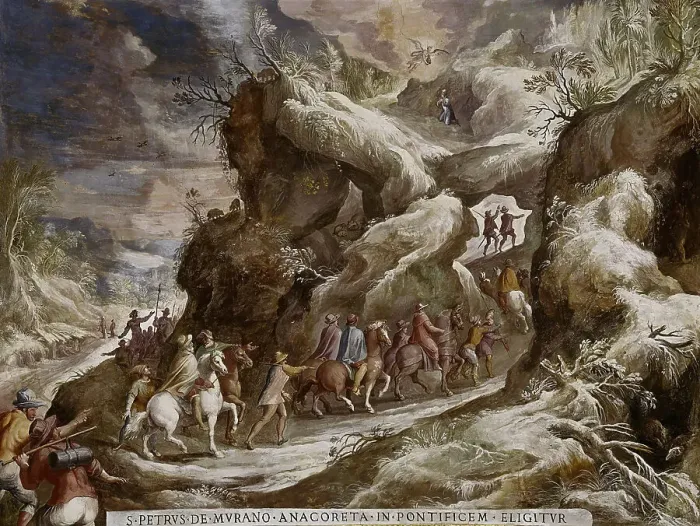 Framed Print : Election of the Hermit Pietro del Morrone to Pope Celestine V, ca 1585-1590. Creator: Nebbia, Cesare (1536-1614) Framed Print : Election of the Hermit Pietro del Morrone to Pope Celestine V, ca 1585-1590. Creator: Nebbia, Cesare (1536-1614)