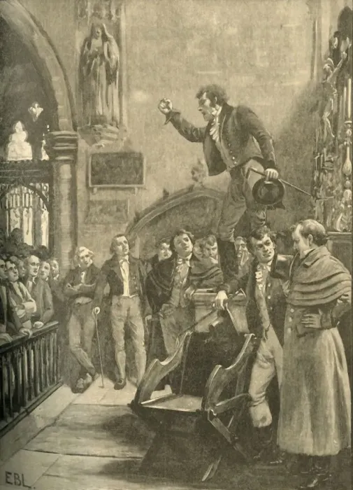 Framed Print : Election meeting in Ireland, 1826 (c1890). Creator: Edmund Blair Leighton Framed Print : Election meeting in Ireland, 1826 (c1890). Creator: Edmund Blair Leighton