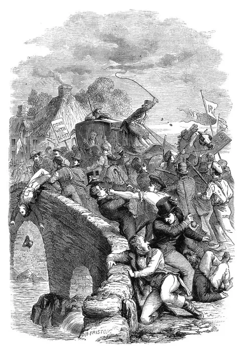 Framed Print : The election riot at Hawick, Scottish Borders, 1837 (c1895) Framed Print : The election riot at Hawick, Scottish Borders, 1837 (c1895)