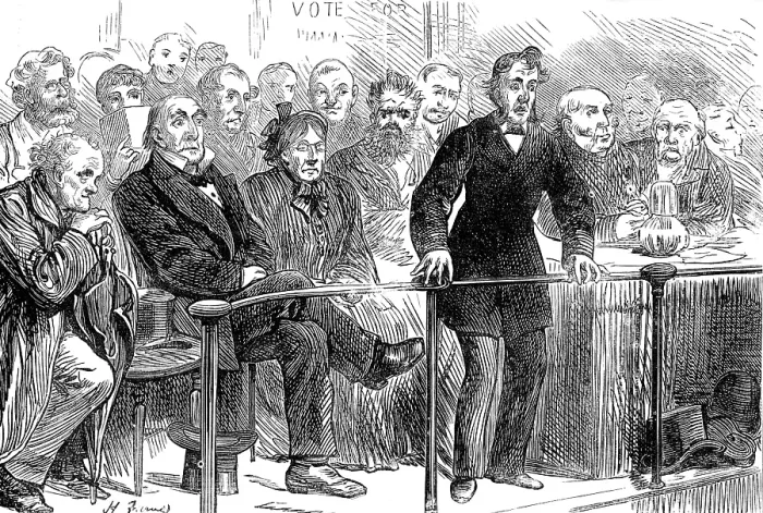 Framed Print : Election Sketches: modest merit, 1880. Creator: Unknown Framed Print : Election Sketches: modest merit, 1880. Creator: Unknown