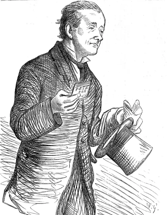 Framed Print : Election Sketches: the paid canvasser, 1880. Creator: Unknown Framed Print : Election Sketches: the paid canvasser, 1880. Creator: Unknown