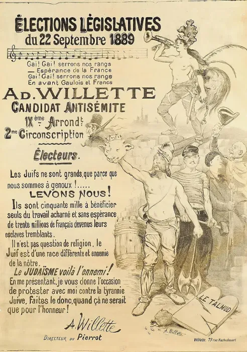 Framed Print : Elections législatives du 22 septembre 1889 - Ad. Willette, Candidat antisémite, 1889. Creator: Willette, Adolphe (1857-1926) Framed Print : Elections législatives du 22 septembre 1889 - Ad. Willette, Candidat antisémite, 1889. Creator: Willette, Adolphe (1857-1926)