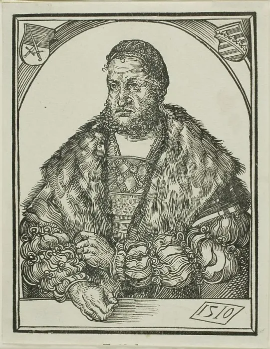 Framed Print : Elector Frederick III of Saxony, from Speculum intellectuale felicitatis humane, 1510. Creator: Wolf Traut Framed Print : Elector Frederick III of Saxony, from Speculum intellectuale felicitatis humane, 1510. Creator: Wolf Traut