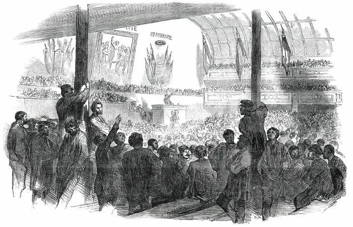 Framed Print : Electoral Meeting in the Salle Martel, Paris, 1850. Creator: Smyth Framed Print : Electoral Meeting in the Salle Martel, Paris, 1850. Creator: Smyth