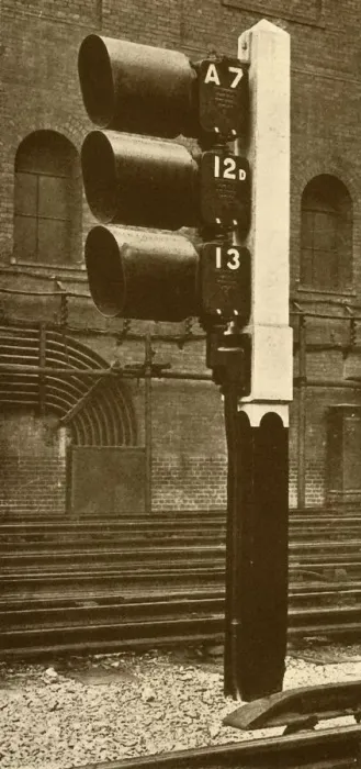 Framed Print : Electric Lamp Signals, with Shades for Day Use, at Baker Street Station, Metropolitan Railway Framed Print : Electric Lamp Signals, with Shades for Day Use, at Baker Street Station, Metropolitan Railway