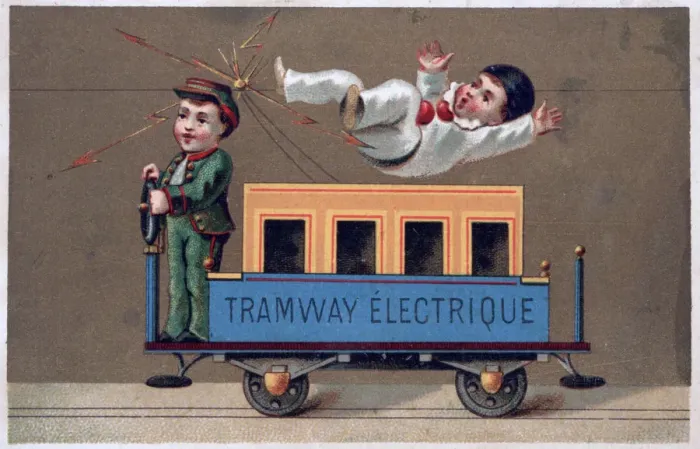 Framed Print : Electric Tramway, 19th century Framed Print : Electric Tramway, 19th century