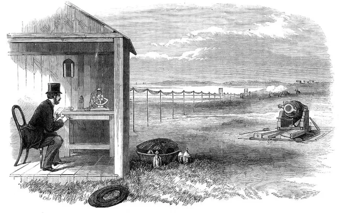 Framed Print : Electro-ballistic apparatus for measuring the speed of cannon-shot, 1864. Creator: Unknown Framed Print : Electro-ballistic apparatus for measuring the speed of cannon-shot, 1864. Creator: Unknown