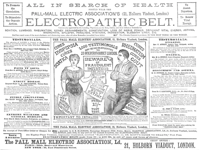 Framed Print : Electropathic Belt, 1883. Creator: Unknown Framed Print : Electropathic Belt, 1883. Creator: Unknown