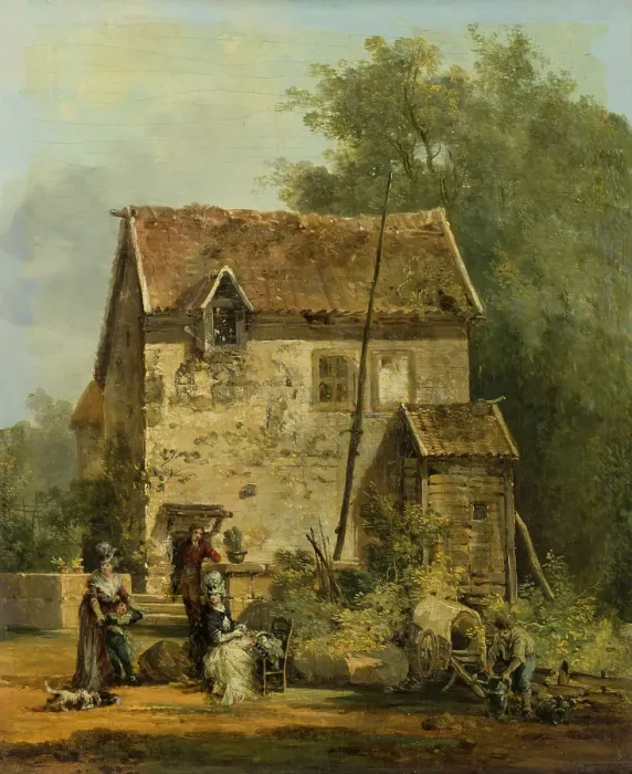 Framed Print : Elegant Company in a Garden. Creator: Louis Gabriel Moreau Framed Print : Elegant Company in a Garden. Creator: Louis Gabriel Moreau