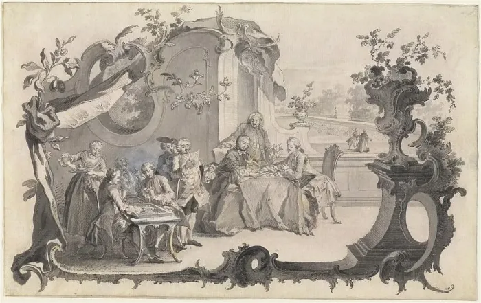 Framed Print : An Elegant Company Playing Board Games, 1756. Creator: Johann Esaias Nilson Framed Print : An Elegant Company Playing Board Games, 1756. Creator: Johann Esaias Nilson