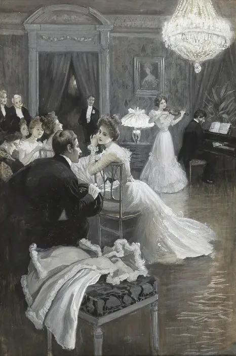 Framed Print : Elegant company at a salon concert. Creator: Gause, Wilhelm (1853-1916) Framed Print : Elegant company at a salon concert. Creator: Gause, Wilhelm (1853-1916)