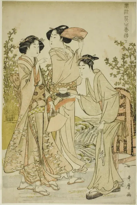 Framed Print : Elegant Pleasures: The Scent of Flowers, left (Furyu hana no ka asobi, ge), Japan, c Framed Print : Elegant Pleasures: The Scent of Flowers, left (Furyu hana no ka asobi, ge), Japan, c
