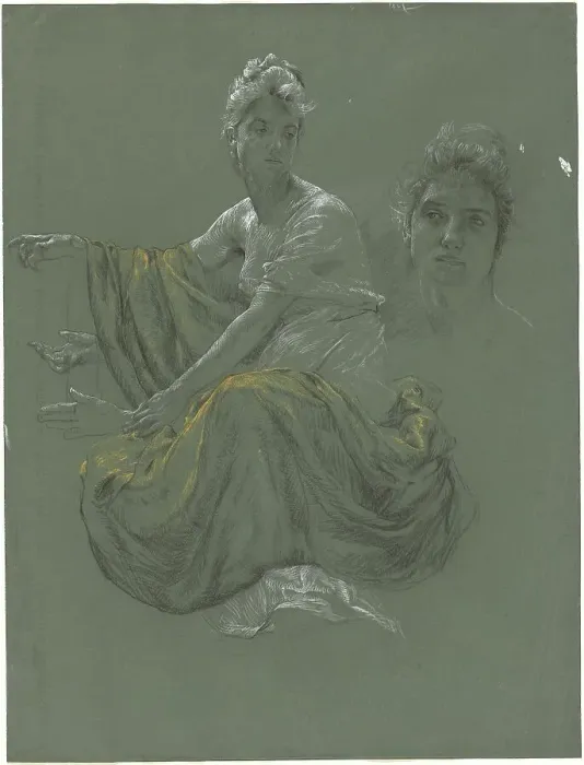 Framed Print : Elegant Young Woman in Classical Drapery, c. 1895. Creator: Otto Greiner Framed Print : Elegant Young Woman in Classical Drapery, c. 1895. Creator: Otto Greiner