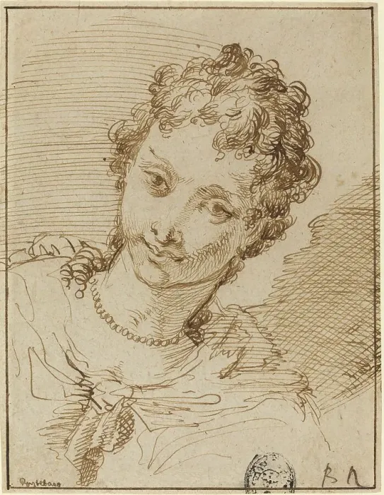 Framed Print : Elegant Young Woman with a Pearl Necklace. Creator: Francesco Fontebasso Framed Print : Elegant Young Woman with a Pearl Necklace. Creator: Francesco Fontebasso
