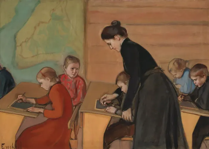Framed Print : Elementary School, 1899. Creator: Magnus Enckell Framed Print : Elementary School, 1899. Creator: Magnus Enckell
