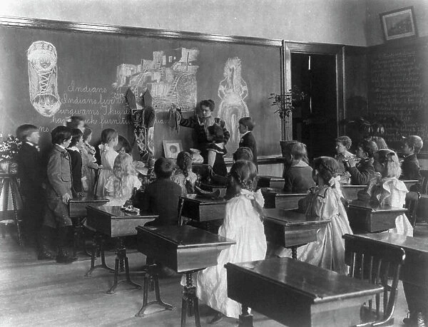 Elementary school class on American Indian culture, Washington, D.C. (1899?). Creator: Frances Benjamin Johnston