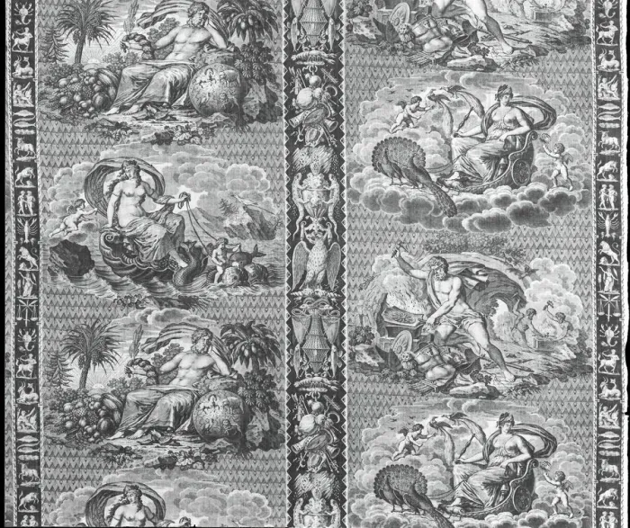 Framed Print : The Elements (Furnishing Fabric), Munster, c. 1810. Creator: Hartmann et Fils Framed Print : The Elements (Furnishing Fabric), Munster, c. 1810. Creator: Hartmann et Fils