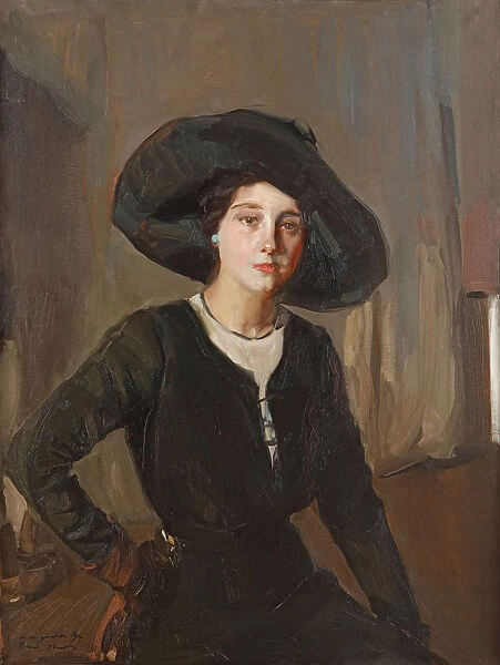 Elena in Black Hat, 1910. Creator: Sorolla y Bastida, Joaquin (1863-1923)