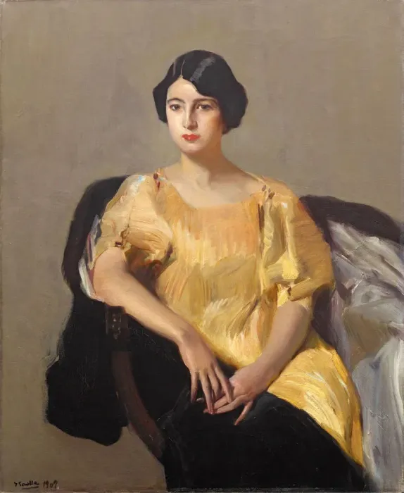 Framed Print : Elena in a Yellow Robe, 1909. Creator: Sorolla y Bastida, Joaquin (1863-1923) Framed Print : Elena in a Yellow Robe, 1909. Creator: Sorolla y Bastida, Joaquin (1863-1923)