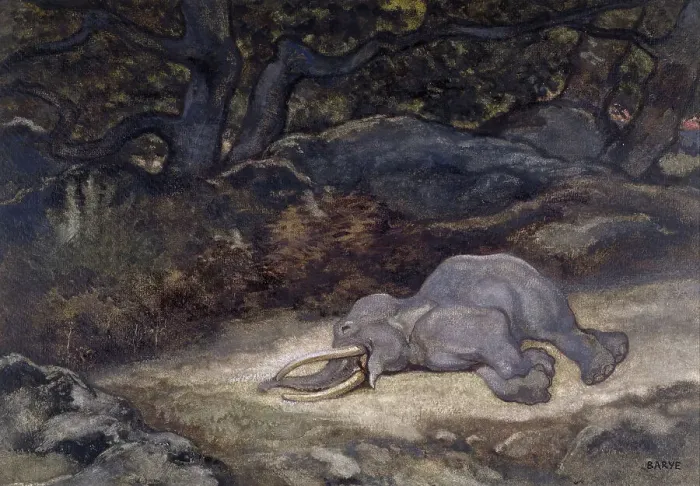 Framed Print : Elephant Asleep, c1850s-1860s. Creator: Antoine-Louis Barye Framed Print : Elephant Asleep, c1850s-1860s. Creator: Antoine-Louis Barye