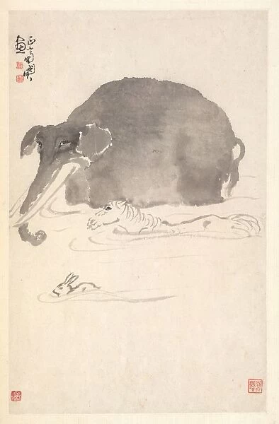 Elephant, Horse, and Hare, 1788. Creator: Min Zhen (Chinese, 1730-after 1788)