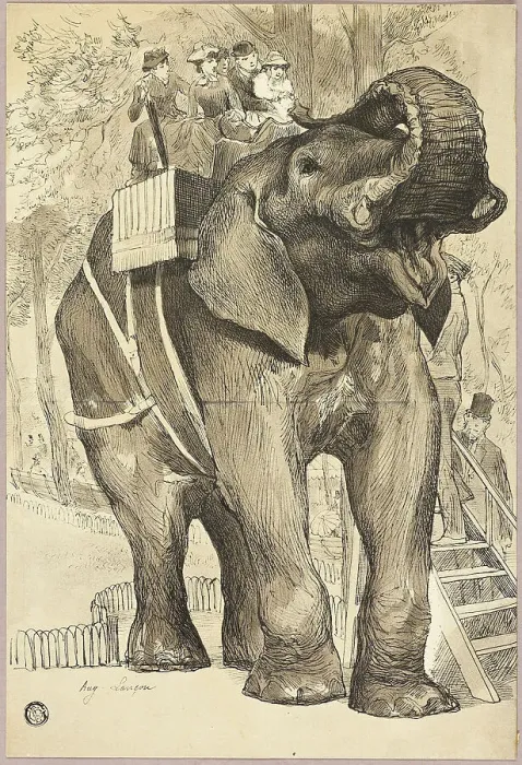 Framed Print : Elephant with Riders, n.d. Creator: Auguste-Andre Lancon Framed Print : Elephant with Riders, n.d. Creator: Auguste-Andre Lancon