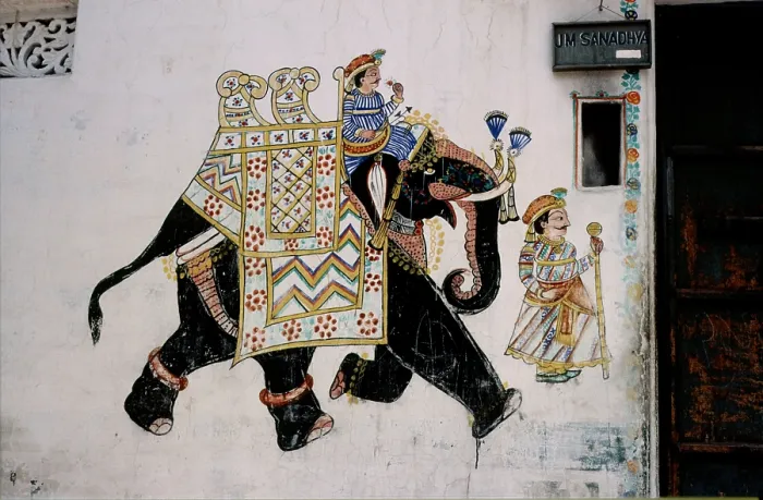Framed Print : Elephant wall painting, Rajasthan, India, 1988. Creator: Amanda Waite Framed Print : Elephant wall painting, Rajasthan, India, 1988. Creator: Amanda Waite