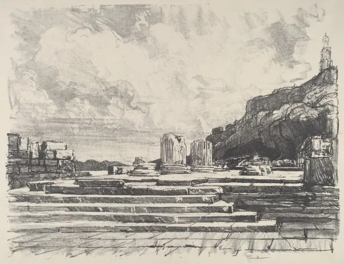 Framed Print : Eleusis, the Pavement of the Temple, 1913. Creator: Joseph Pennell Framed Print : Eleusis, the Pavement of the Temple, 1913. Creator: Joseph Pennell