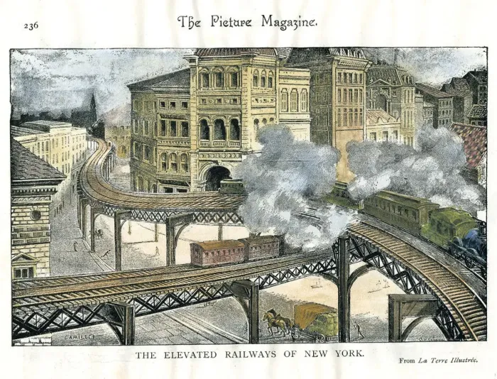 Framed Print : Elevated Railway in New York, from The Picture Magazine, c19th century Framed Print : Elevated Railway in New York, from The Picture Magazine, c19th century