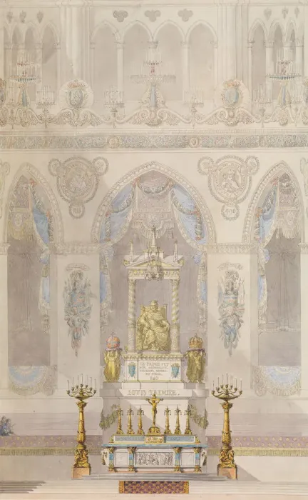 Framed Print : Elevation of Altar with Statue of Louis I, Reims Cathedral, n. d Framed Print : Elevation of Altar with Statue of Louis I, Reims Cathedral, n. d
