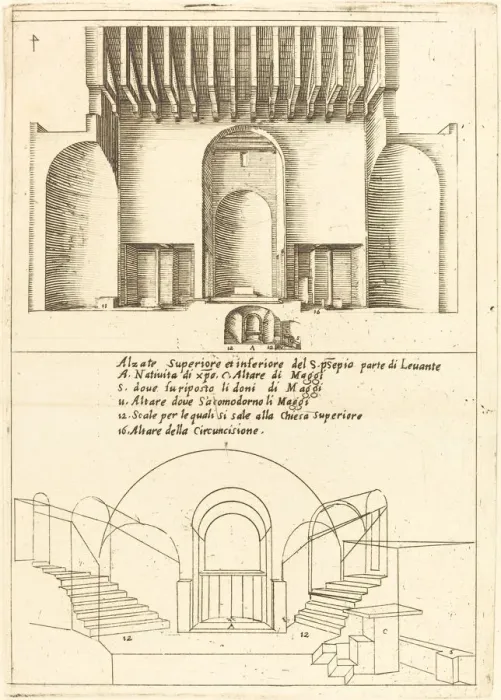 Framed Print : Elevation of the Church of the Holy Manger, 1619. Creator: Jacques Callot Framed Print : Elevation of the Church of the Holy Manger, 1619. Creator: Jacques Callot