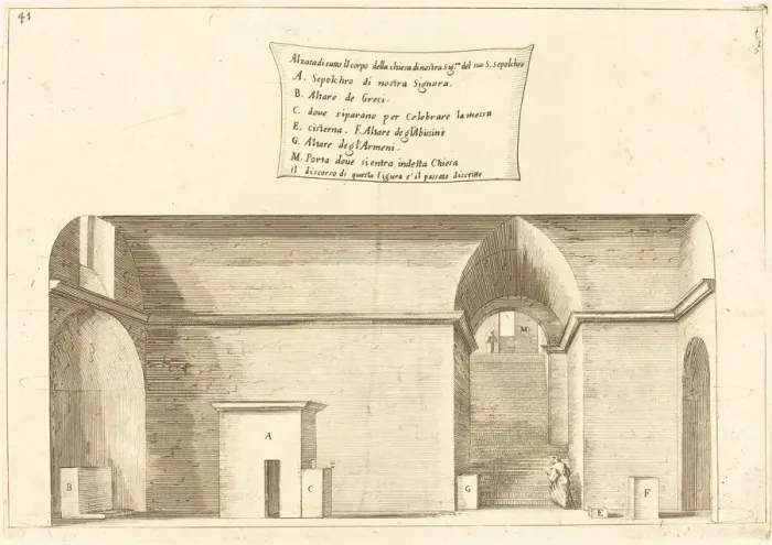 Framed Print : Elevation of the Church of the Holy Sepulchre, 1619. Creator: Jacques Callot Framed Print : Elevation of the Church of the Holy Sepulchre, 1619. Creator: Jacques Callot