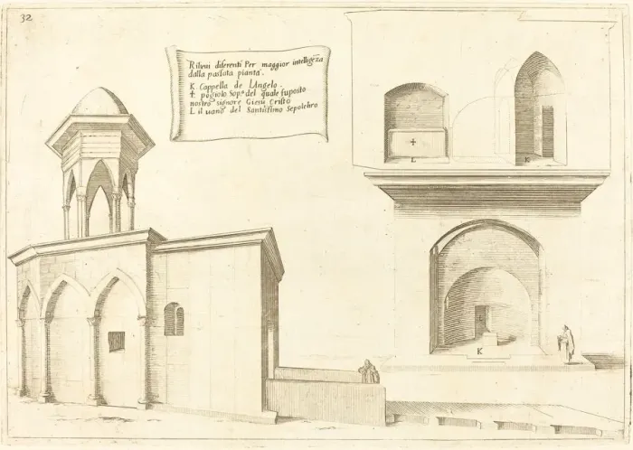 Framed Print : Elevation of the Church of the Holy Sepulchre, 1619. Creator: Jacques Callot Framed Print : Elevation of the Church of the Holy Sepulchre, 1619. Creator: Jacques Callot