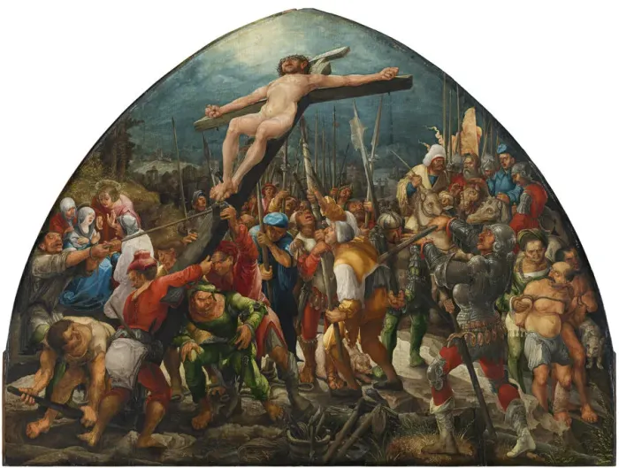 Framed Print : The Elevation of the Cross, c. 1525. Artist: Huber, Wolf (1480 / 5-1553) Framed Print : The Elevation of the Cross, c. 1525. Artist: Huber, Wolf (1480 / 5-1553)