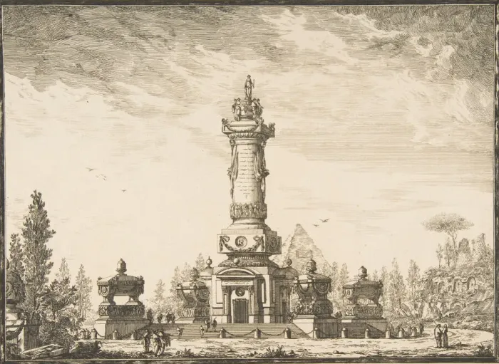 Framed Print : Elevation en perspective d une Colonne Funeraire destinee pour la Sepultre