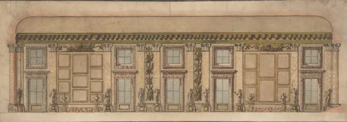 Framed Print : Elevation of the Gallery in the Palazzo Doria-Pamphilj, Rome, ca. 1650. Creator: Anon Framed Print : Elevation of the Gallery in the Palazzo Doria-Pamphilj, Rome, ca. 1650. Creator: Anon
