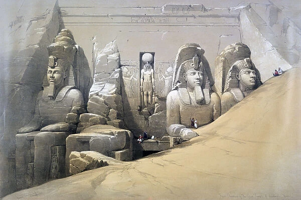 Front Elevation of the Great Temple of Abu Simbel, Nubia, 19th century. Artist: David Roberts