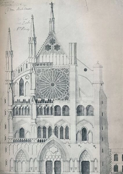 Elevation of North Transept, Westminster Abbey, Showing Cut-Out with Wrens Scheme for Restoration